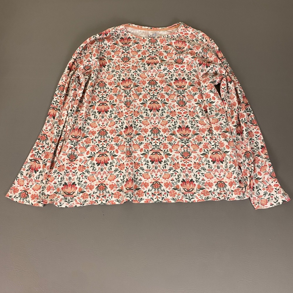 Croft & Barrow The Classic Tee Women's Plus Size 3X Long Sleeve Floral Top Pink